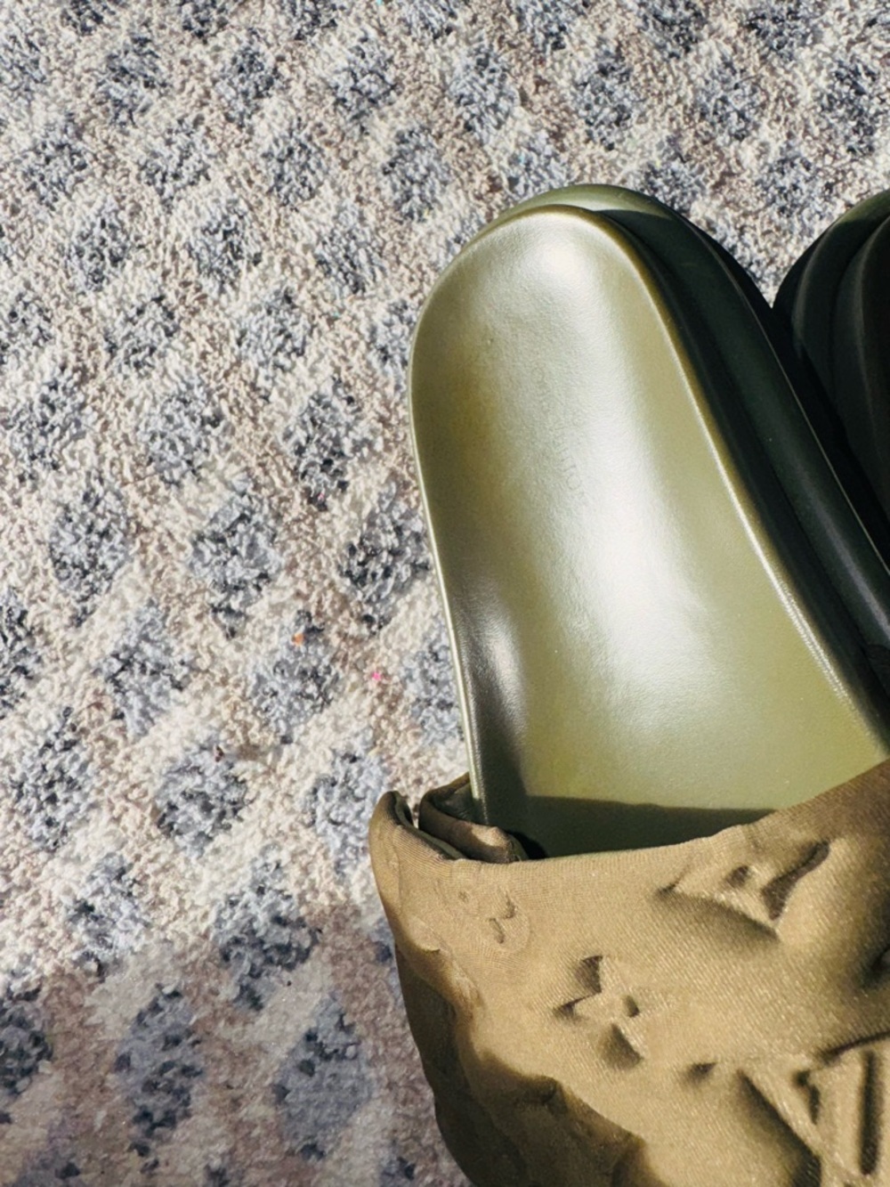 Louis Vuitton Olive and Brown Monogram Padded Slide Sandals - Picture 2 of 9